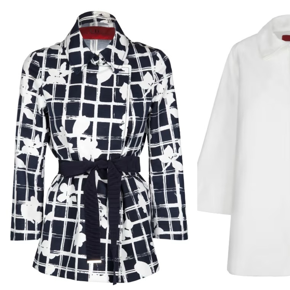 Carolina Herrera Window Pane Print Short Raincoat Sz-S